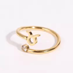 Birthstone Ring Horoscope Ring Zodiac Ring 18k Gold Plated Danity Adjustable